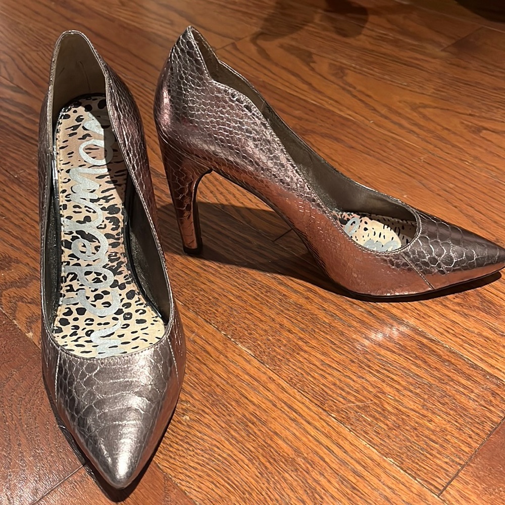 Sam Edelman Silver Heels. Gently used. See pictures for wear